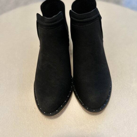 Women's New Black Suede Athena Low Cut Ankle Booties with Silver Dainty Studs - Picture 8 of 11